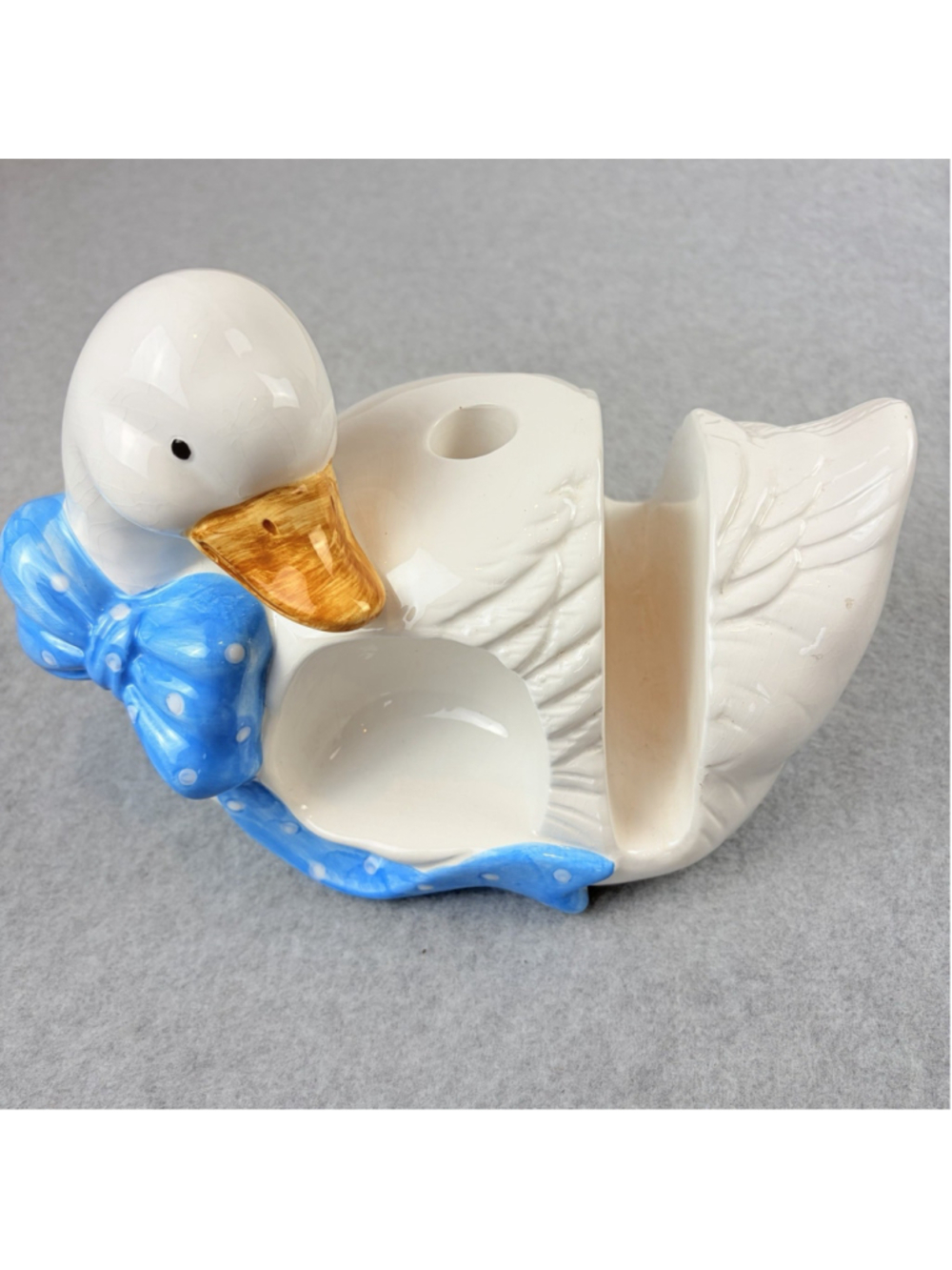 Vintage Ceramic Goose Napkin Toothpick Holder Duckling Salt Shaker INCOMPLETE